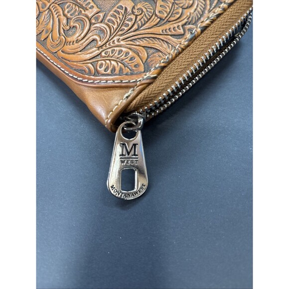 MWS-1007 Montana West Genuine Leather Tooled Tri-Fold RFID  Montana West Tooled Wallet